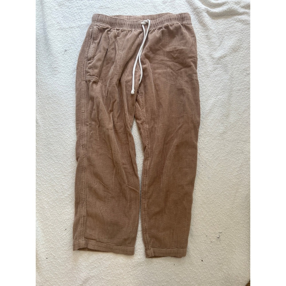 Aerie Womens Brown Corduroy Drawstring Elastic Waist Straight Leg Pants Size M